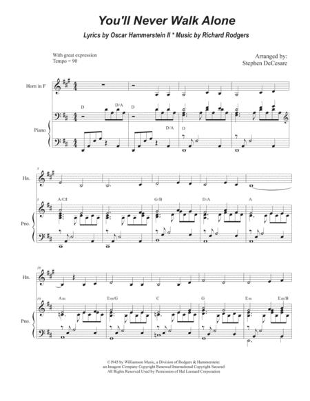 You Ll Never Walk Alone French Horn Solo And Piano Sheet Music