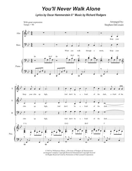 You Ll Never Walk Alone Vocal Trio Sab Sheet Music