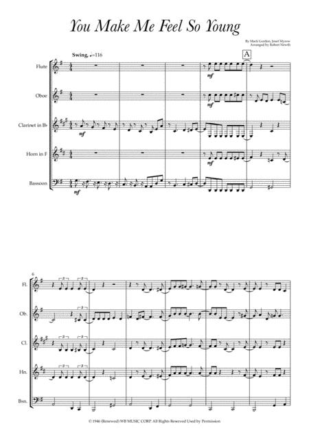 You Make Me Feel So Young For Wind Quintet Sheet Music