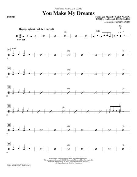 You Make My Dreams Arr Kirby Shaw Drums Sheet Music