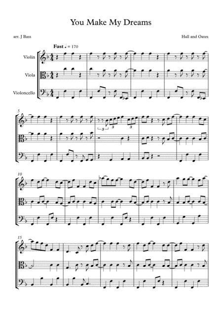 You Make My Dreams String Trio Sheet Music