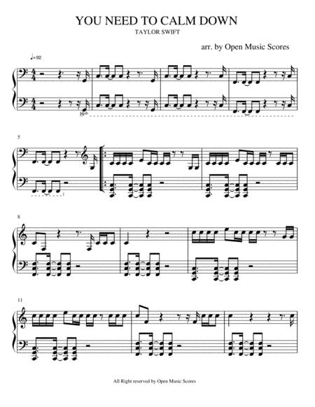 Free Sheet Music You Need To Calm Down Easy Piano