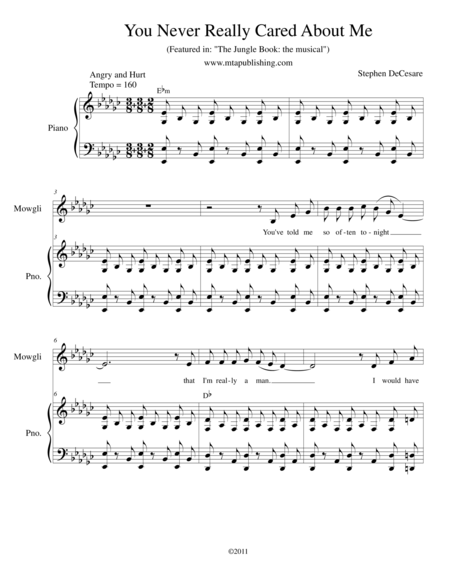 Free Sheet Music You Never Really Cared About Me