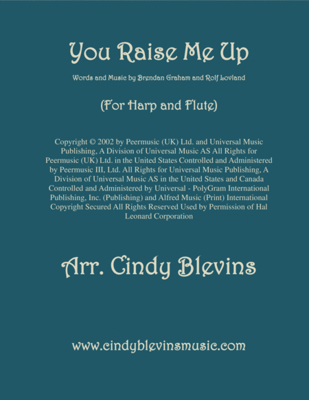 You Raise Me Up Arranged For Harp And Flute Sheet Music