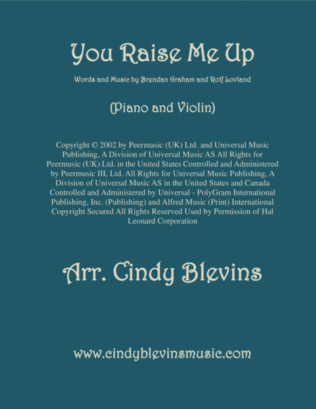 You Raise Me Up Arranged For Piano And Violin Sheet Music