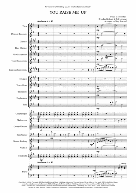 Free Sheet Music You Raise Me Up Mixed Ensemble