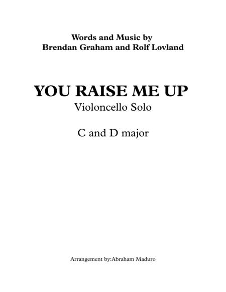 Free Sheet Music You Raise Me Up Violoncello Solo Two Tonalities Included