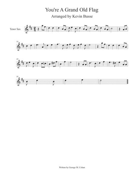 You Re A Grand Old Flag Tenor Sax Sheet Music