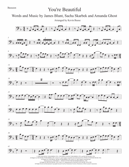 Free Sheet Music You Re Beautiful Bassoon