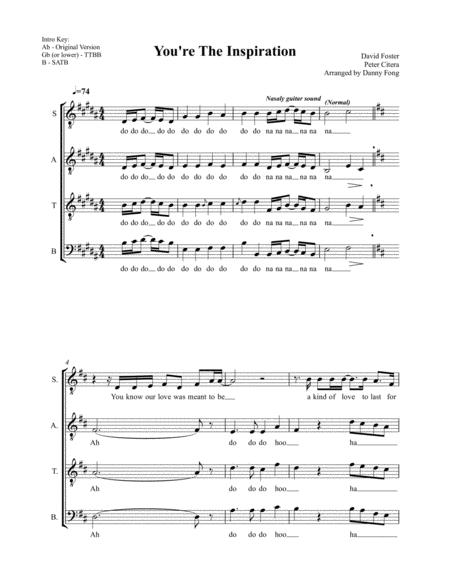 Free Sheet Music You Re The Inspiration Satb