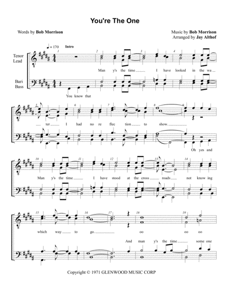 Free Sheet Music You Re The One