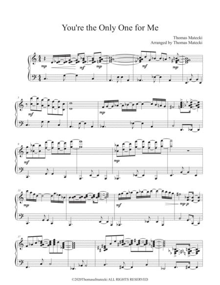 Free Sheet Music You Re The Only One For Me Solo Piano