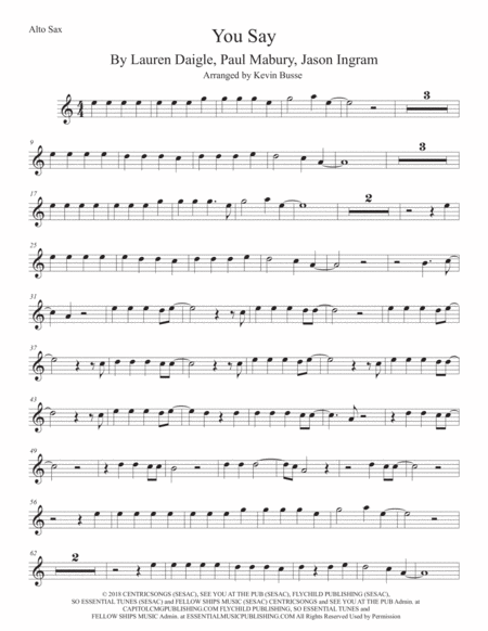 You Say Alto Sax Easy Key Of C Sheet Music