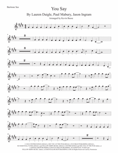 You Say Bari Sax Sheet Music