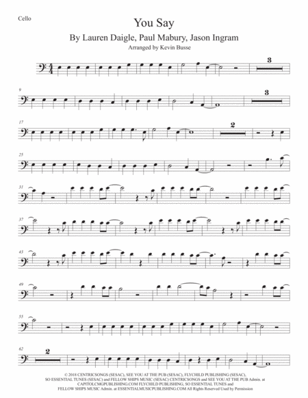 Free Sheet Music You Say Cello Easy Key Of C