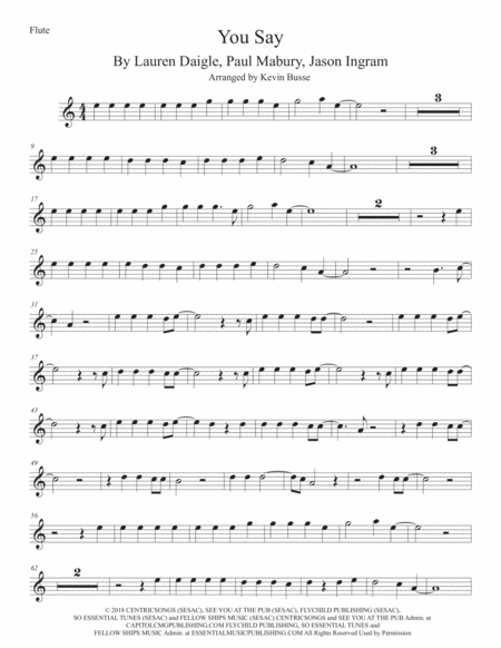 Free Sheet Music You Say Flute Easy Key Of C