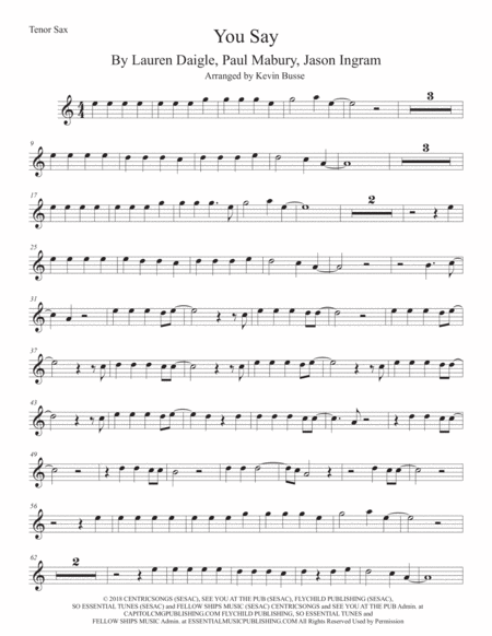 Free Sheet Music You Say Tenor Sax Easy Key Of C