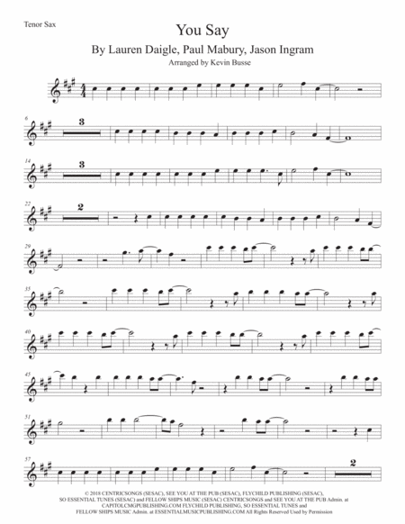 You Say Tenor Sax Sheet Music