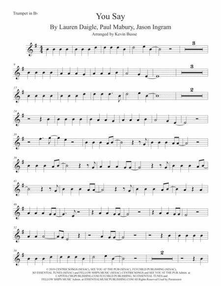 You Say Trumpet Original Key Sheet Music