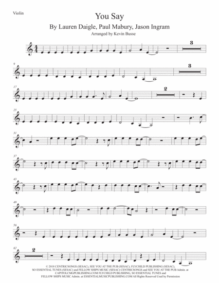 Free Sheet Music You Say Violin Easy Key Of C