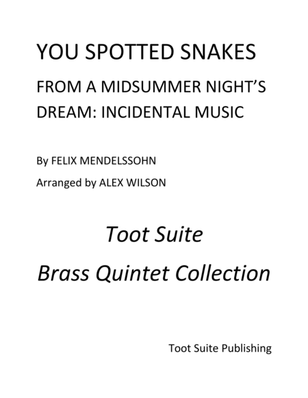 You Spotted Snakes Sheet Music