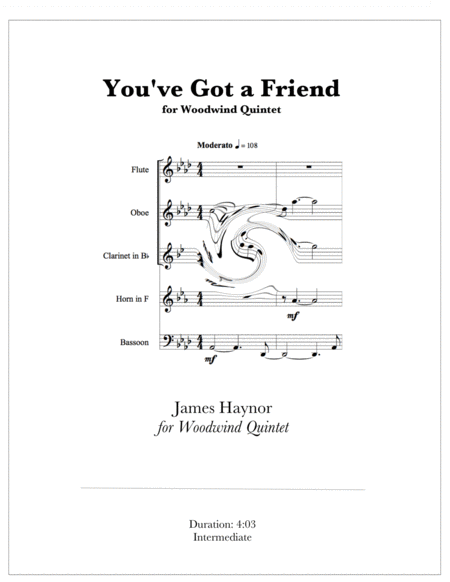 Free Sheet Music You Ve Got A Friend For Woodwind Quintet