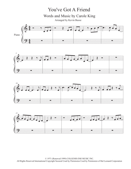 You Ve Got A Friend Piano Sheet Music