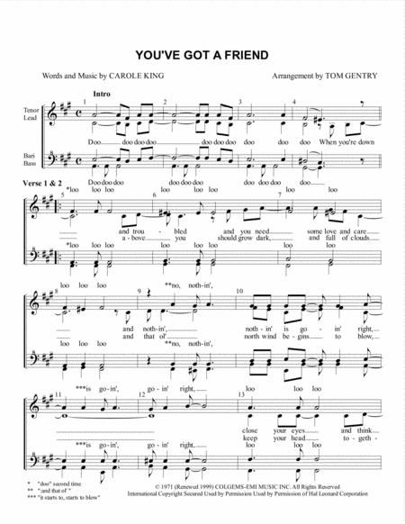 You Ve Got A Friend Ssaa Sheet Music