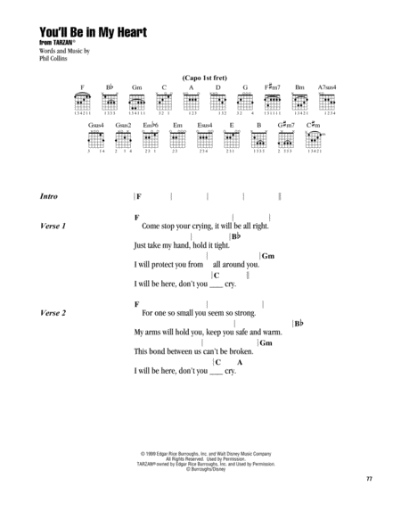 You Will Be In My Heart From Tarzan Sheet Music