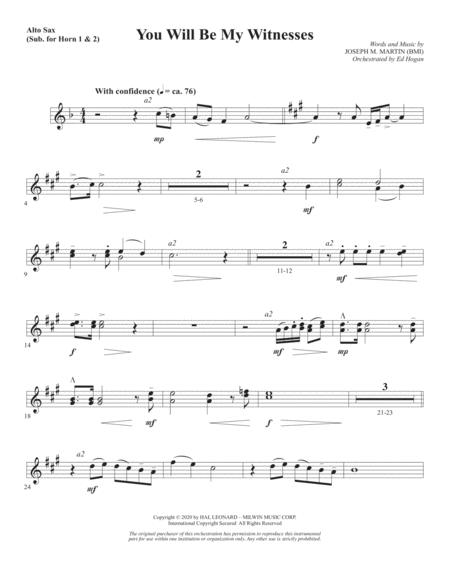 Free Sheet Music You Will Be My Witnesses Alto Sax 1 2 Sub Horn 1 2