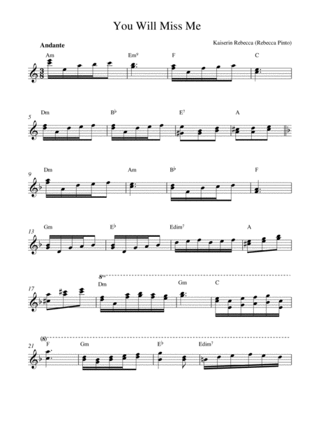 You Will Miss Me Sheet Music