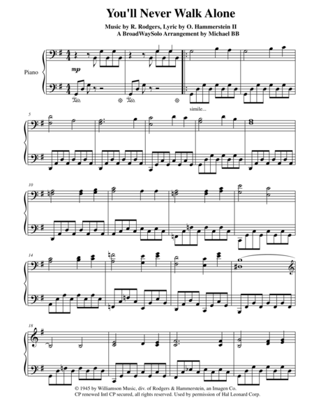 You Will Never Walk Alone A Broadway Arrangement By Michael Bb From Gateway Editions Sheet Music