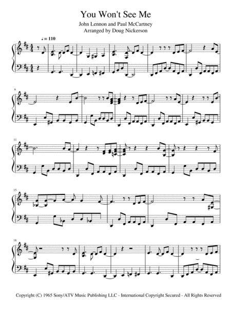 You Wont See Me Sheet Music