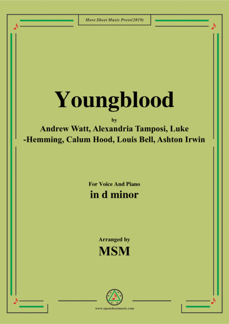 Youngblood In D Minor For Voice And Piano Sheet Music