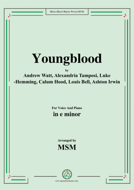Free Sheet Music Youngblood In E Minor For Voice And Piano