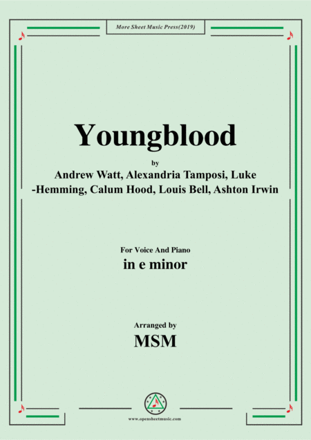 Youngblood In E Minor For Voice And Piano Sheet Music