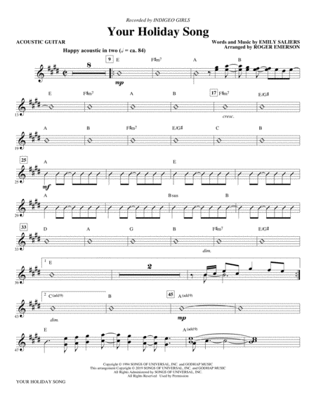 Your Holiday Song Arr Roger Emerson Acoustic Guitar Sheet Music
