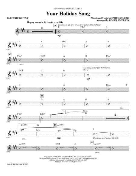 Your Holiday Song Arr Roger Emerson Electric Guitar Sheet Music