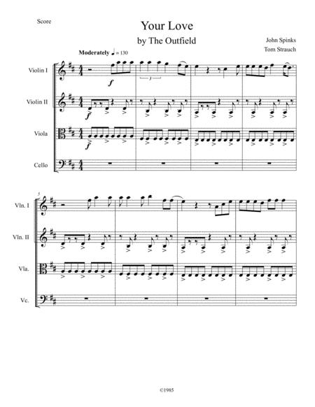 Free Sheet Music Your Love By The Outfield For String Quartet