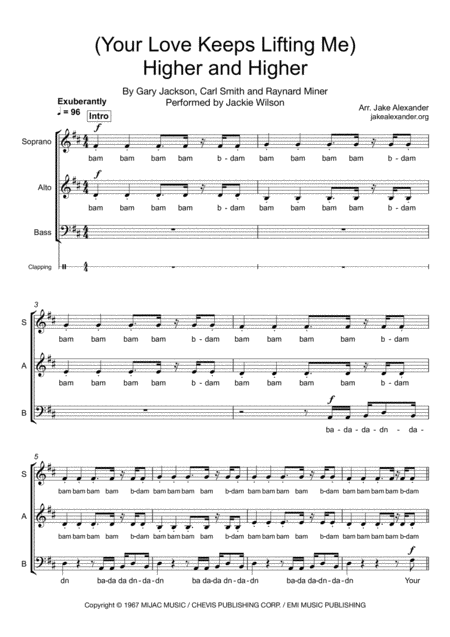 Your Love Keeps Lifting Me Higher And Higher Sab A Cappella Sheet Music