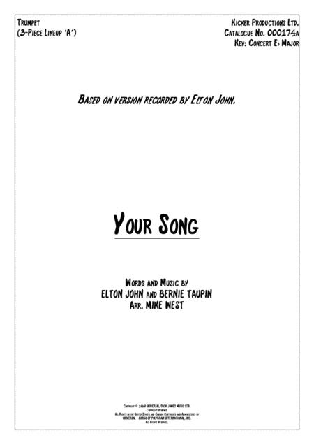 Your Song 3 Piece Brass Section A Sheet Music