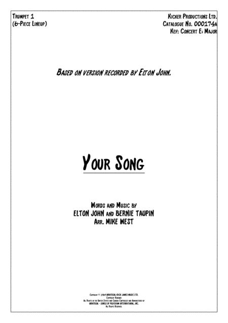 Free Sheet Music Your Song 6 Piece Brass Section