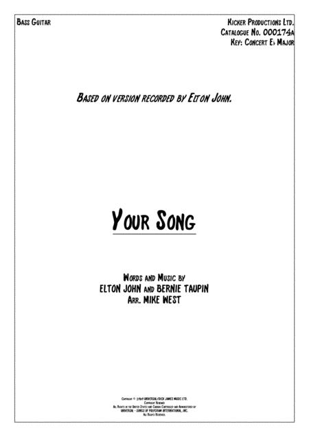 Your Song Bass Guitar Sheet Music