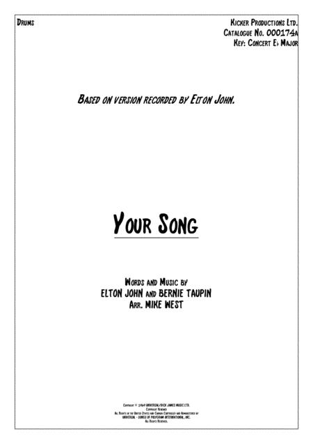 Free Sheet Music Your Song Drums