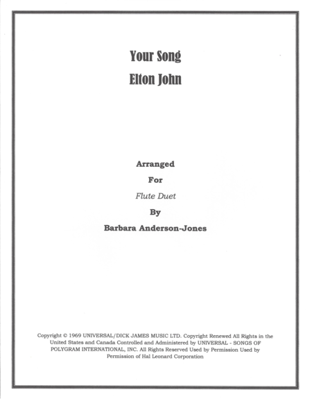 Free Sheet Music Your Song Flute Duet