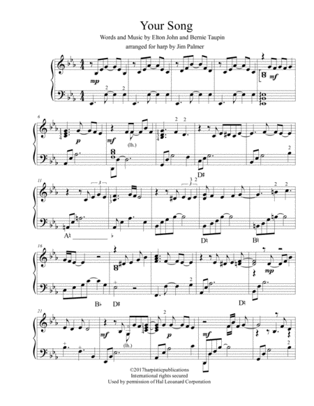 Your Song For Harp Sheet Music