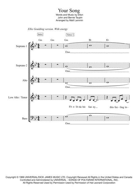 Your Song Satb Sheet Music