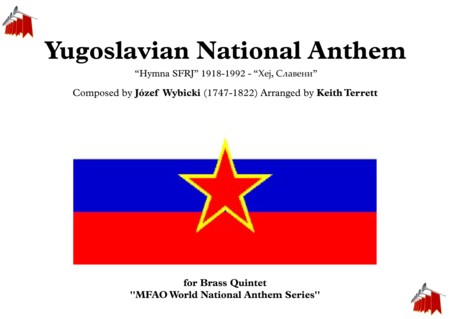 Yugoslavian National Anthem Hymna Sfrj 1918 1992 For Brass Quintet Sheet Music