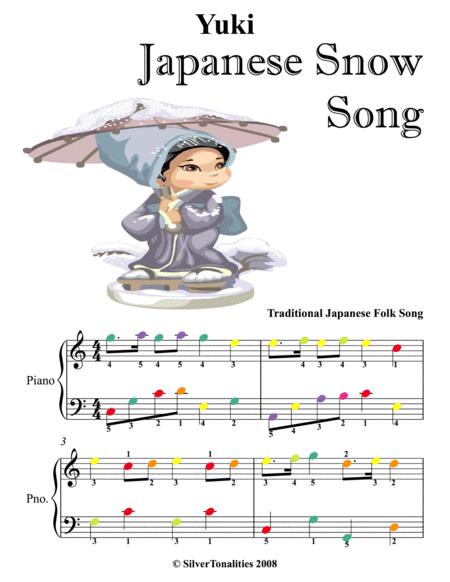 Yuki Japanese Snow Song Easy Piano Sheet Music With Colored Notes Sheet Music