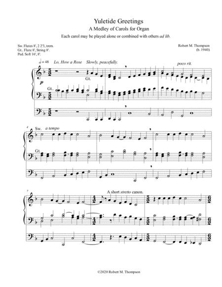 Free Sheet Music Yuletide Greetings A Medley Of Carols For Organ